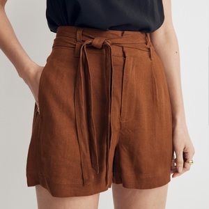3 for 25! Madewell Belted High-Rise Shorts in Linen-Blend in size 0